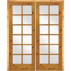 72 in. x 96 in. Rustic Knotty Alder 12-Lite Left Handed Solid Core Wood Double Prehung Interior Door
