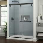 Mod 58-1/2 in. x 71-1/2 in. Soft-Close Frameless Sliding Shower Door in Black, Clear 3/8 in. (10mm) Tempered Clear Glass