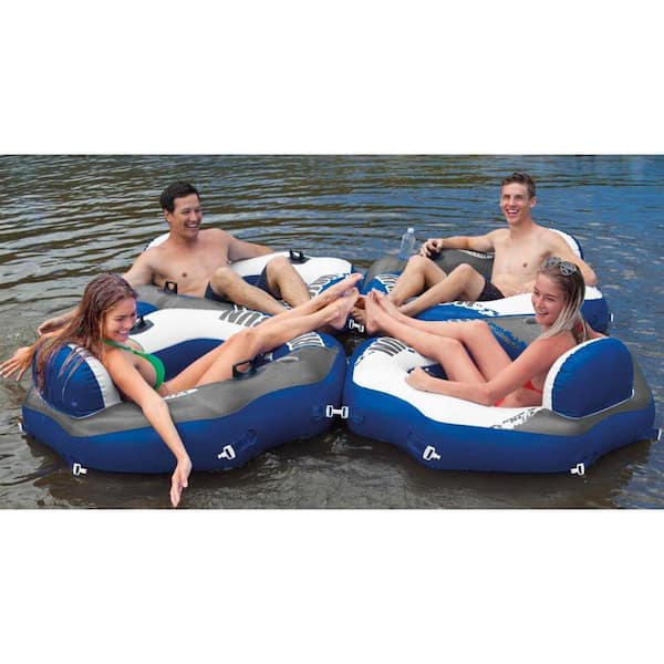 Intex Blue Vinyl Inflatable Pool Water Slide, Blue (2-Pack) and Repair Kit (2-Pack)
