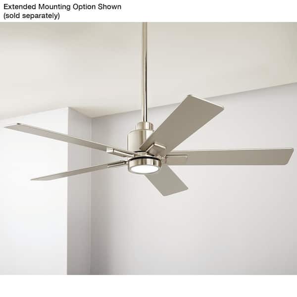 Hampton Bay - Zandra 52 in. White Changing Integrated LED Indoor Brushed Nickel Ceiling Fan w/Light Kit and Remote Powered by Hubspace