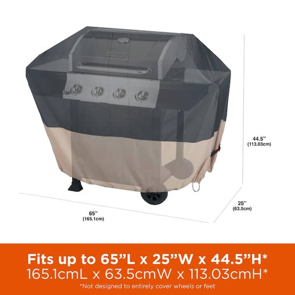 Renaissance Ultralite Water Resistant 4-Burner Grill Cover, 65 in. W x 25 in. D x 44.5 in. H, Medium, Gray