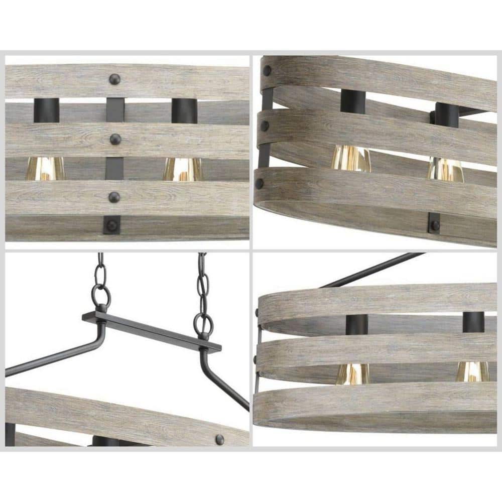 Gulliver Graphite and Weathered Gray 4-Light Linear Chandelier