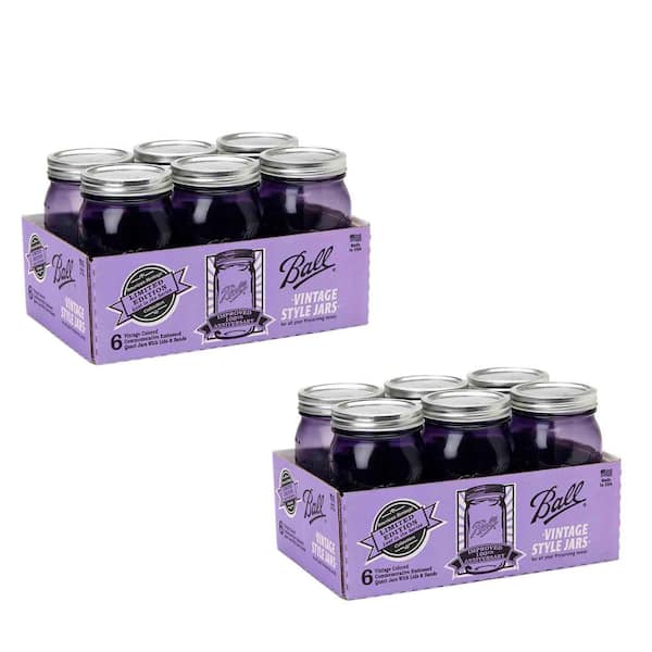 Ball Heritage Collection Quart Wide Mouth Jars in Purple (Set of 12)