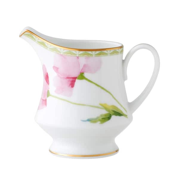 Noritake Poppy Place 8 oz. (White and Pink) Porcelain Creamer