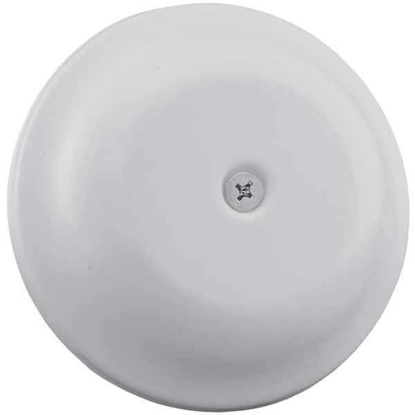 JONES STEPHENS 5-1/4 in. High Impact Plastic Cleanout Cover Plate in White Finish Bell Design with Screw