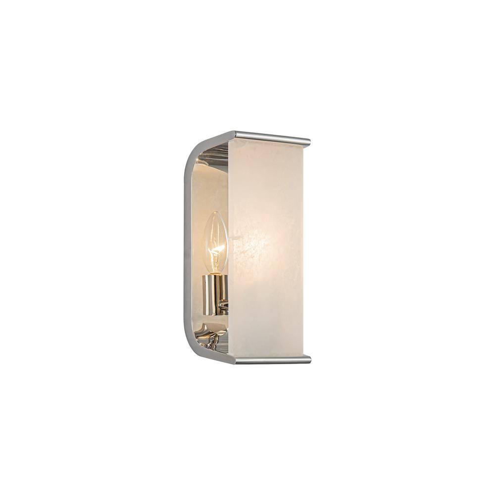 Polished Nickel Alabaster Dimmable Bath Sconce