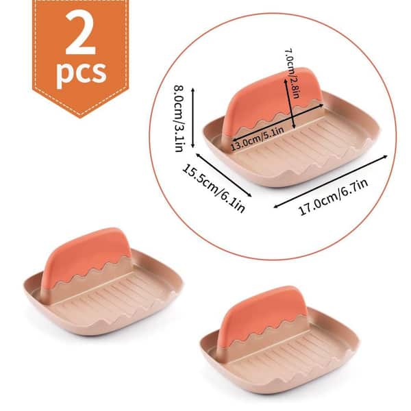 Spoon and Lid Rest with Lid Holder for Countertop, Stove Top, Spoon, Pot Lids, Spatulas, Utensils, Forks, Pink (2-Pack)