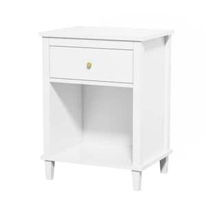 White 1 Drawer Nightstand with 1 Shelf