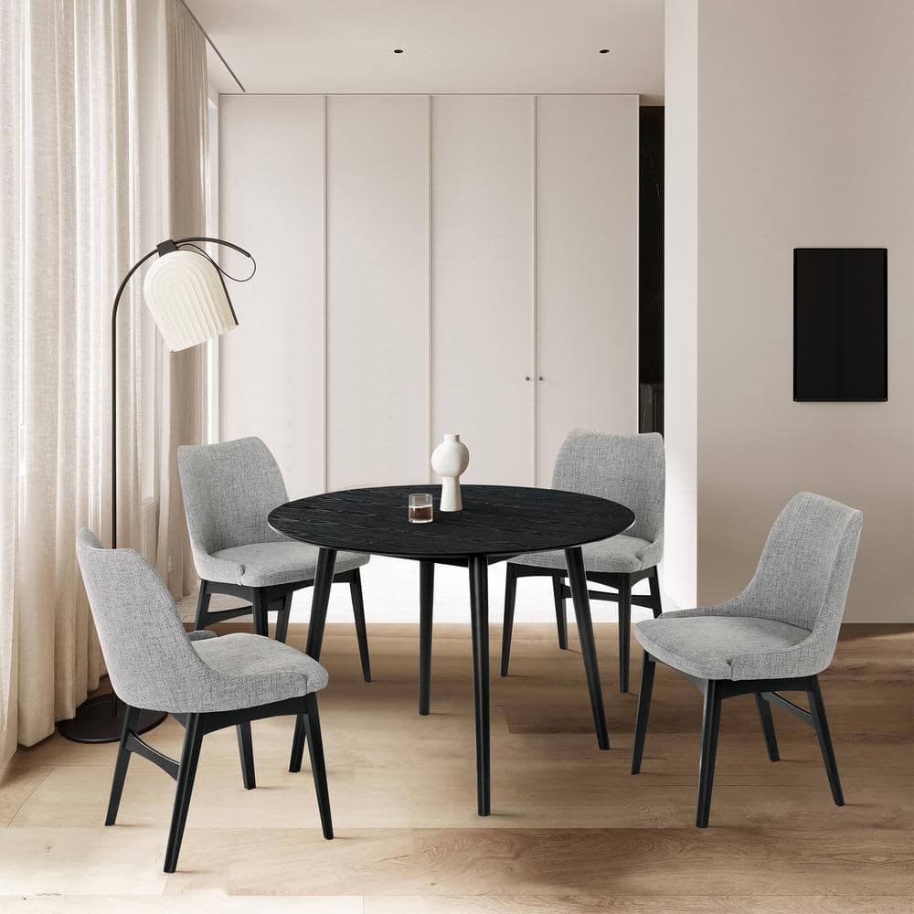 Arcadia 42" Round Black Wood Mid-century Modern Dining Table