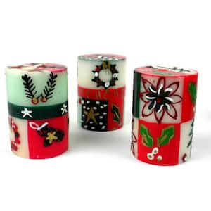 Unscented Christmas Hand-Painted Votive Candles Boxed (Set of 3) (Ukhisimusi Design)