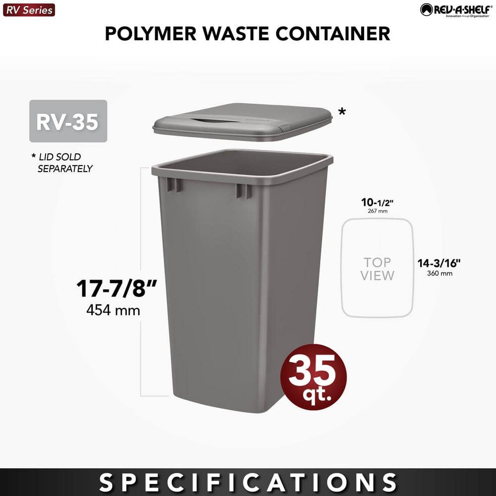 Black Polymer 35 Quart Pull-Out Trash Bin Set