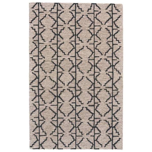 Weave & Wander Fadden Taupe/Black 2 ft. X 3 ft. Geometric Wool Area Rug