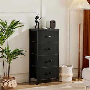 Black 4-Drawer 18 in. W Dressers with Fabric Bins and Steel Frame Bedroom Storage Organizer Chest of Drawers
