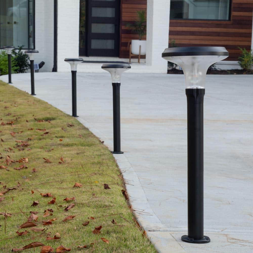 Black Cast Aluminum LED Solar Pathway Light with Dusk to Dawn