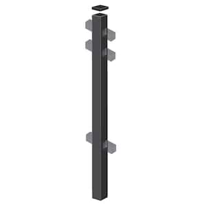 Natural Reflections Standard 2 in. x 2 in. x 4-7/8 ft. Black Aluminum Fence Line Post