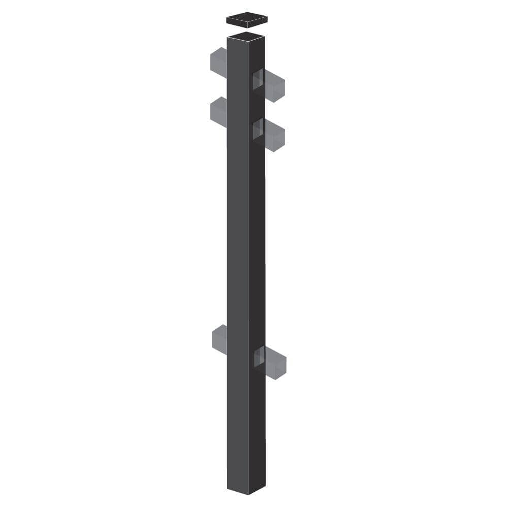 Barrette Outdoor Living Natural Reflections Heavy-Duty 2-1/2 in. x 2-1/2 in. x 6-7/8 ft. Black Aluminum Fence Line Post