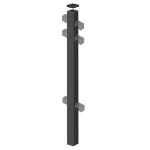 Brilliance Heavy-Duty 2-1/2 in. x 2-1/2 in. x 7-1/3 ft. Black Aluminum Fence Line Post