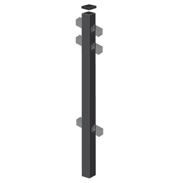 Barrette Outdoor Living Brilliance Heavy-Duty 2-1/2 in. x 2-1/2 in. x 7-1/3 ft. Black Aluminum Fence Line Post