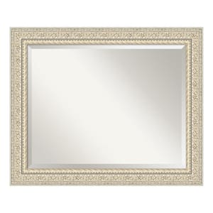 Fair Baroque Cream 33.5 in. x 27.5 in. Beveled Rectangle Wood Framed Bathroom Wall Mirror in Cream