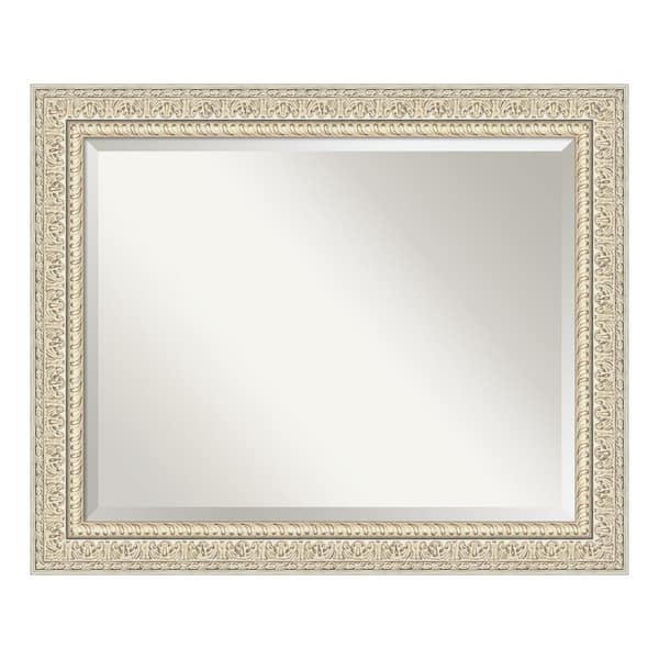 Amanti Art Fair Baroque Cream 33.5 in. x 27.5 in. Beveled Rectangle Wood Framed Bathroom Wall Mirror in Cream