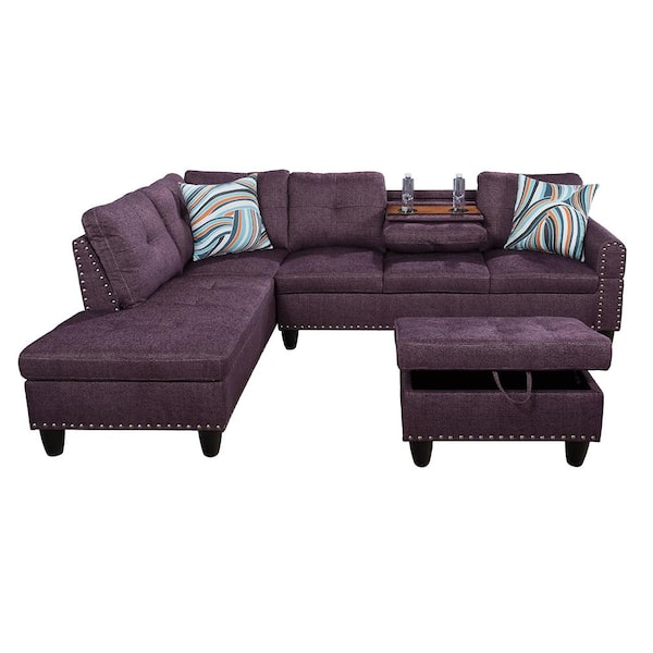 Star Home Living 3-Piece-Black-Linen-6 Seats-L-Shaped-Left Facing-Sectionals