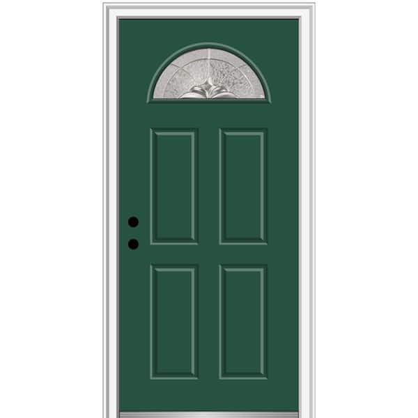 MMI Door 32 in. x 80 in. Heirlooms Right-Hand Inswing 1/4-Lite Decorative 4-Panel Classic Painted Steel Prehung Front Door