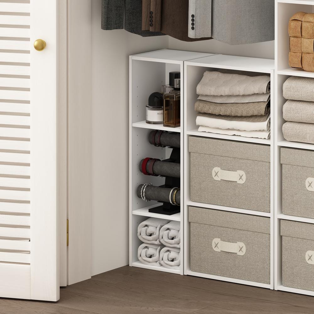 White Adjustable 3-Tier Composite Wood Storage Shelf