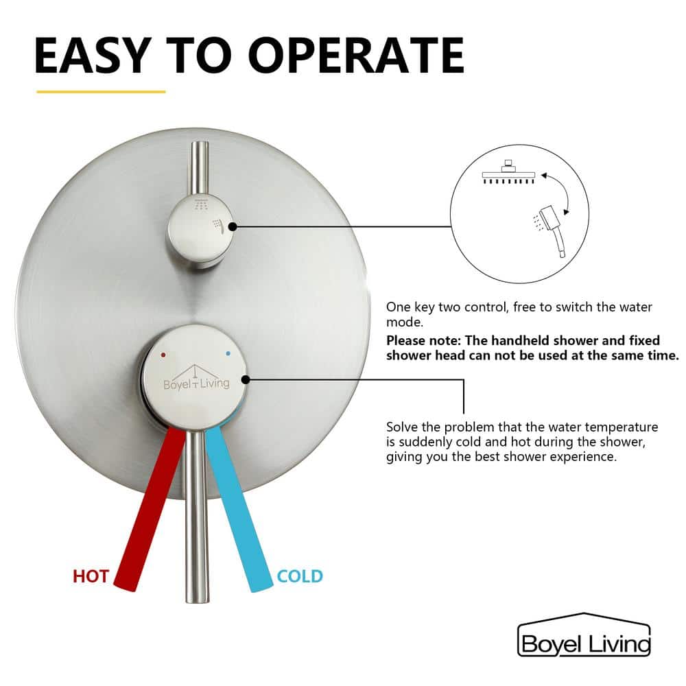 Brushed Nickel 10-Inch Rain Shower System with Handheld Spray