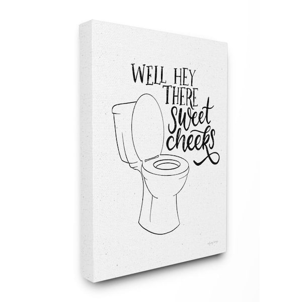 Stupell Industries Hey There Sweet Cheeks Bathroom Joke Word Pun By Becky Thorns Unframed Print Abstract Wall Art 36 in. x 48 in.