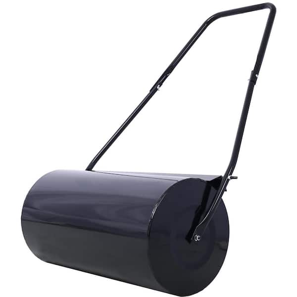 Huluwat 23.5 in. 13 Gal. Heavy-Duty Push/Tow Black Steel Lawn Roller for Garden Backyard