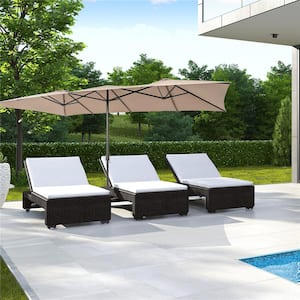 15 ft. Metal Double-Sided Market Patio Umbrella in Coffee