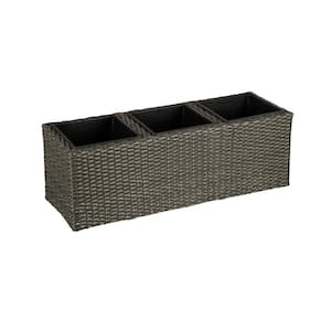 35 in. 3 Divider Resin Planter with 3 Plastic Pots