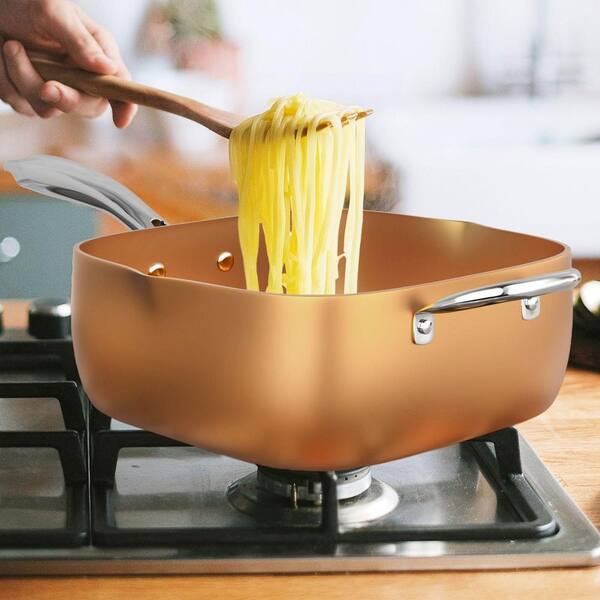 UUDULY Aluminum 4-Piece Copper Finish Ceramic Nonstick Deep Square