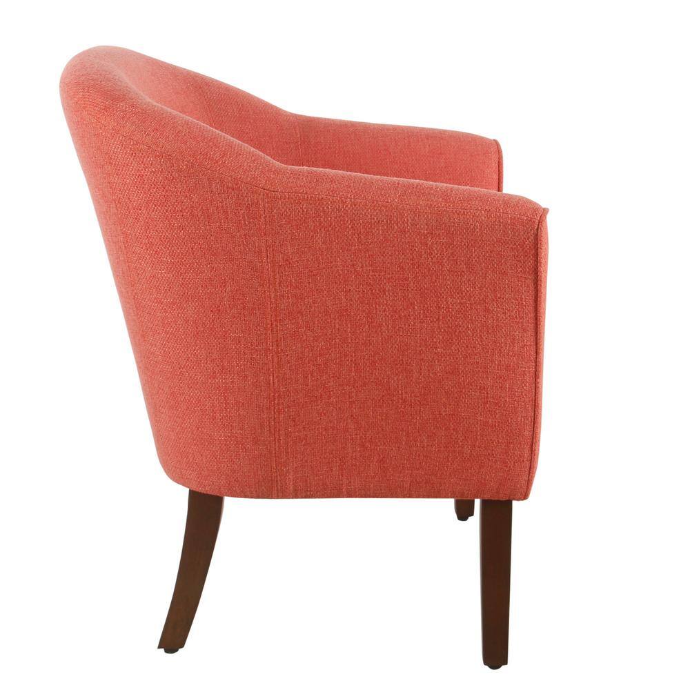 Modern Barrel Accent Chair in Lush Orange with Wood Legs