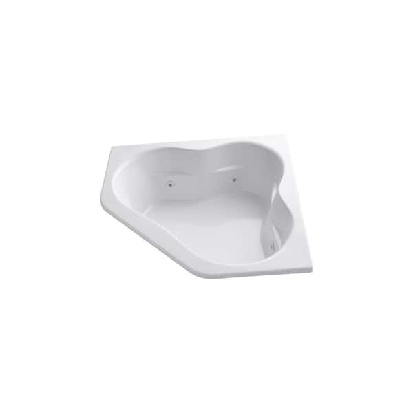 KOHLER Tercet 5 ft. Acrylic Oval Drop-in Whirlpool Bathtub in White with Heater
