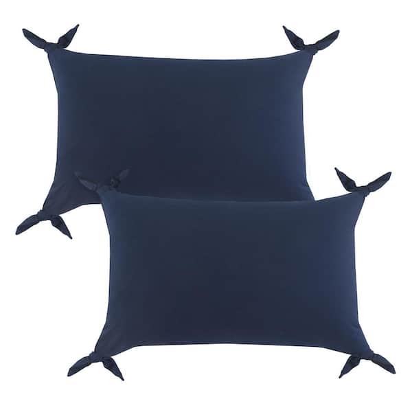 Unbranded Marty Blue Solid Color Tasseled 16 in. x 24 in. Indoor Throw Pillow Set of 2
