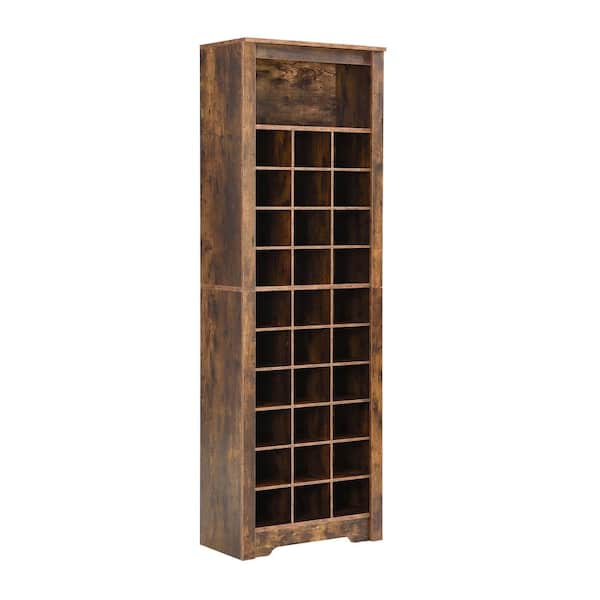 Nestfair 73.8 in. H x 24.4 in. W x 12.9 in. D Free Standing Rustic Brown-Shoe Storage Cabinet with 30-Shoe Cubby
