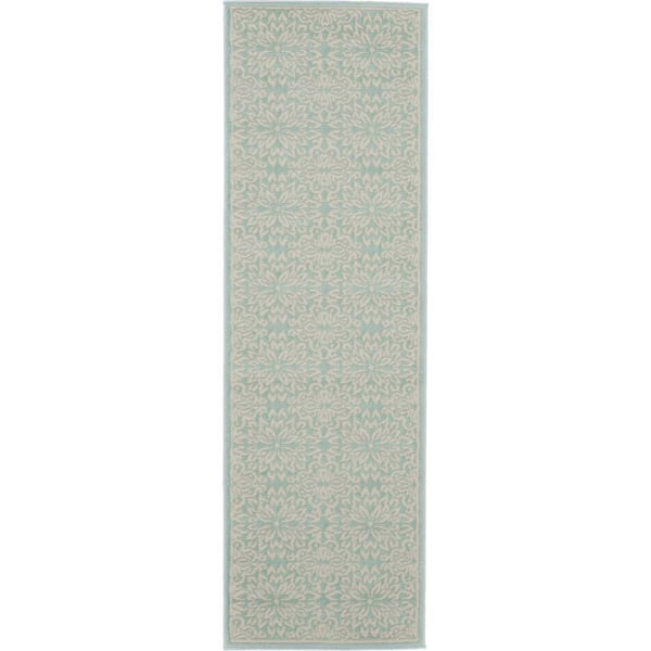 Jubilant Ivory/Green 2 ft. x 7 ft. Moroccan Farmhouse Kitchen Runner Area Rug