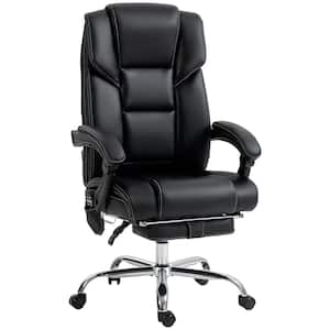 Vibration Faux Leather Massage Office Chair with Lumbar Heat, Footrest, Black