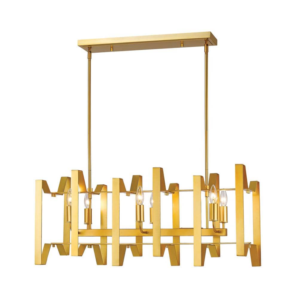 Marsala 6-Light Polished Metallic Gold Indoor Island Chandelier with No Bul