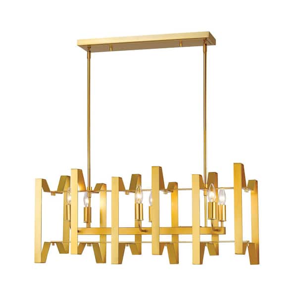 Unbranded Marsala 6-Light Polished Metallic Gold Indoor Island Chandelier with No Bulbs Included