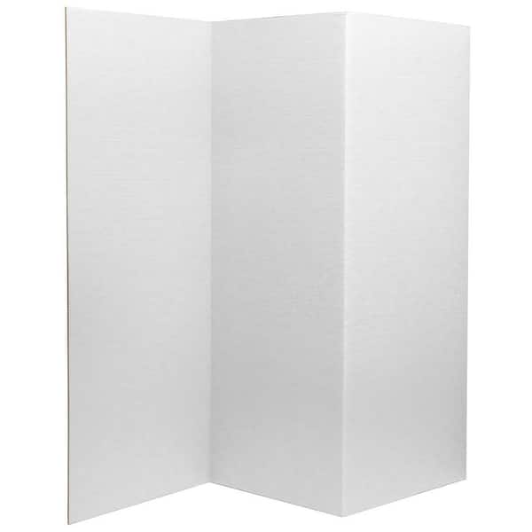 4 ft. Short White Temporary Cardboard Folding Screen - 3 Panels