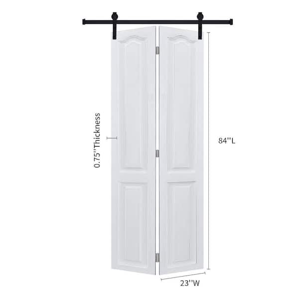 CNC Crafted Modern Door 3/4 in. thick 44 in. x 80 in. MDF White Barn Sliding Door With Hardware kit