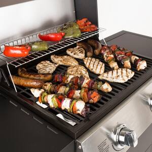 2-Burner Open Cart Propane Gas Grill in Stainless Steel and Black with Side Burner