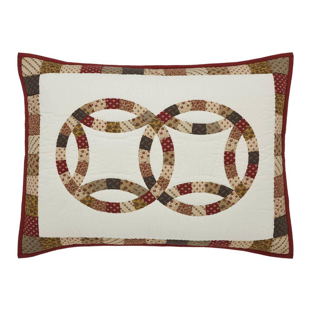 Queen Size Red and Creme Cotton Reversible Quilt Set