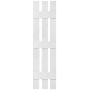 12 in. x 61 in. Lifetime Vinyl TailorMade Three Board Spaced Board and Batten Shutters Pair Paintable