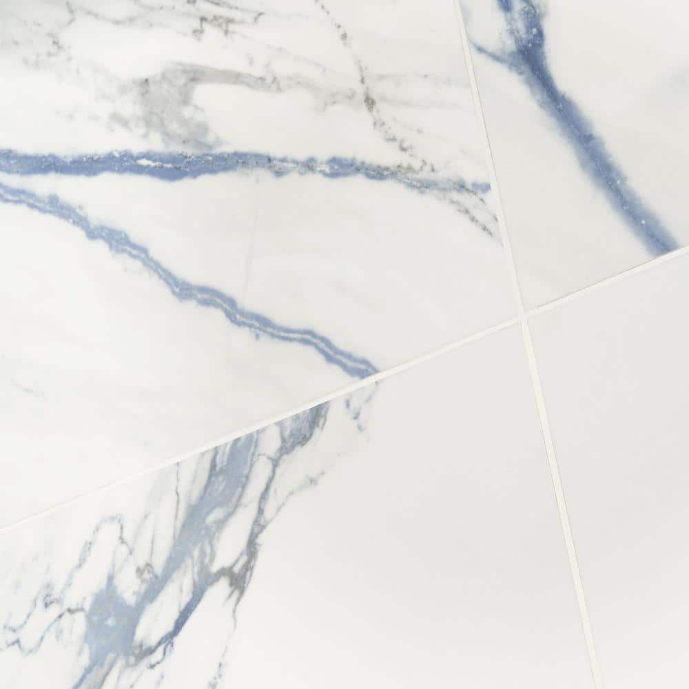 Calacatta Azur 24x24 Matte Porcelain Tile with Blue Veining