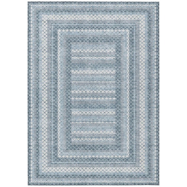 Chantille Machine Washable Indoor/Outdoor Abstract ACN2011 Denim 8 ft. x 10 ft. Area Rug