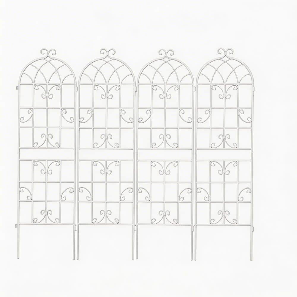 71 in. Powder-Coated Metal Garden Trellis for Climbing Plants, Rustproof Cream White Outdoor Flower Support(4-Pack) price history on PriceWatchPro