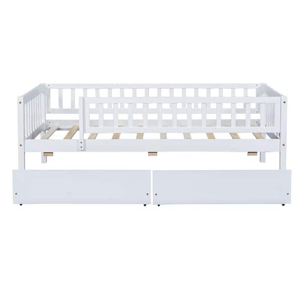 anpport 79.5 in. L x 41.8 in. W x 28.3 in. H Twin Size Daybed Wood Bed with Two Drawers, White